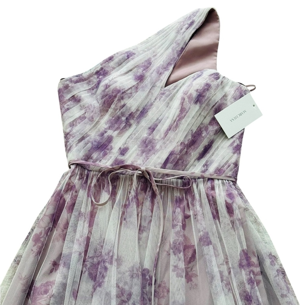 Marchesa Notte Bridesmaid***One-Shoulder Lavender Floral Gown***US 6 $325 - Picture 9 of 15